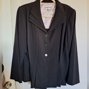 Danny & Nicole Women's 16W Vintage Black Pleated Layered Blazer